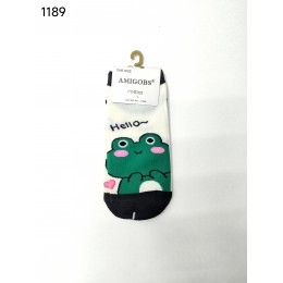 1189 носки женск. укороч. AMIGOBS принт Лягушка