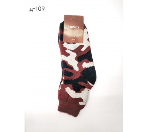 Д-109 Носки мужск.камуфляж 80% шерсти Priority