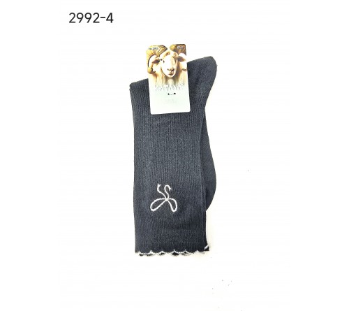 2992-4 Носки женск.овечья шерсть(черные бантики) КАШЕМИР   KATAY