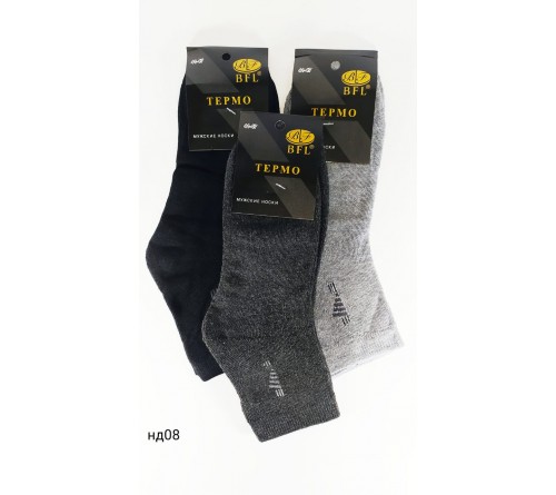 НД08 Носки мужск.махра укороч. 3 полоски  BFL